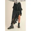 Mable Asymmetric Boho Lace Skirt In Black In Black