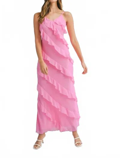 Mable Asymmetrical Tiered Ruffled Maxi Dress In Pink