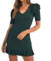 Mable Ava Ruffle Mini Dress In Rich Forest Green In Multi