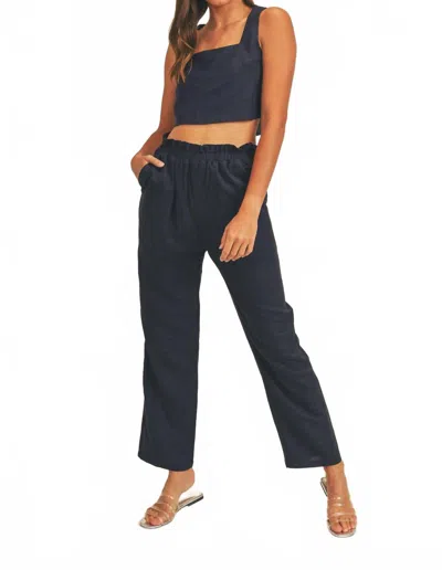 Mable Aya Crop Top And Pants Set In Dark Navy In Blue