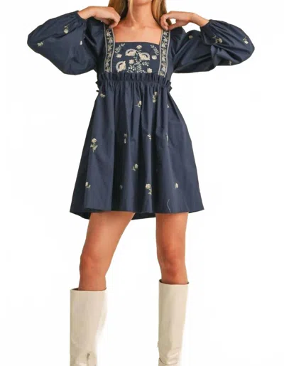 Mable Azure Bloom Mini Dress In Navy In Blue
