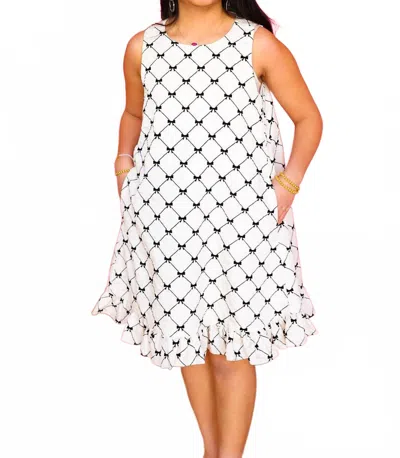 Mable Bailey Bow Print Textured Dress In White
