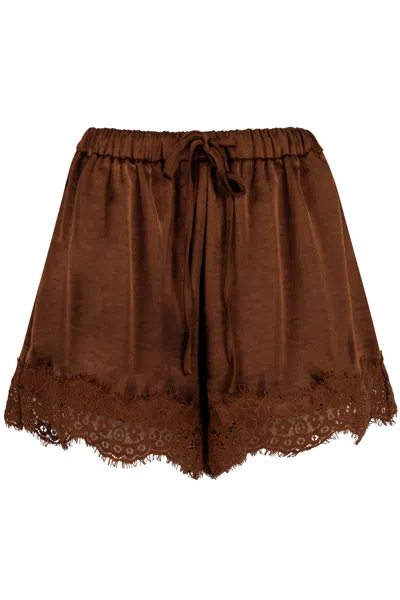 Mable Bella Lace Trim Short Chocolate Brown
