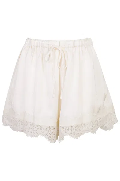 Mable Bella Lace Trim Short Cream In Neutral