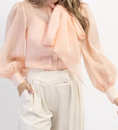 Mable Bisous Organza Bow Blouse In Rosey In Pink