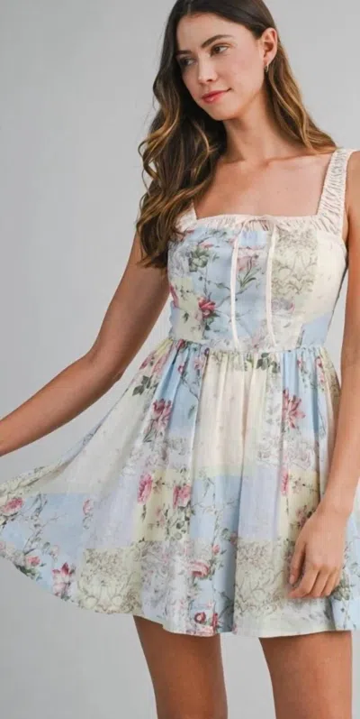 Mable Bloomed To Perfection Mini Dress In Blue Multi