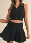 Mable Bow Buttons Knit Vest In Black