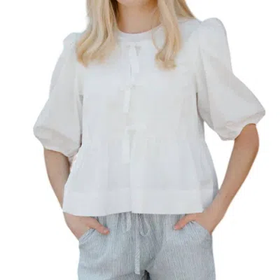 Mable Bow Front Top In White