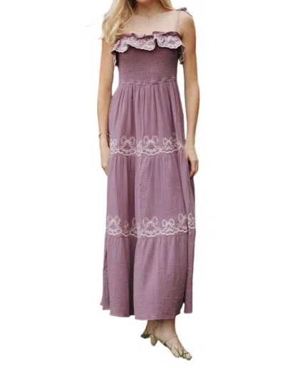 Mable Bow Maxi Dress In Dusty Purple In Multi