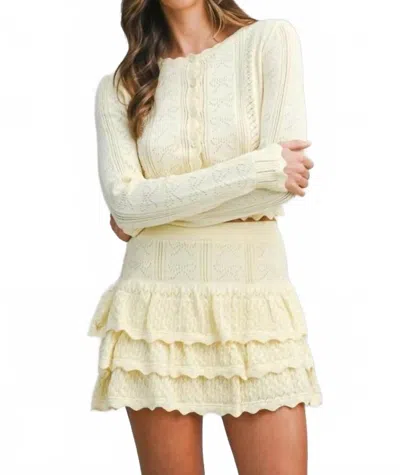 Mable Bow Pointelle Knit Cardigan In Lemon In Yellow