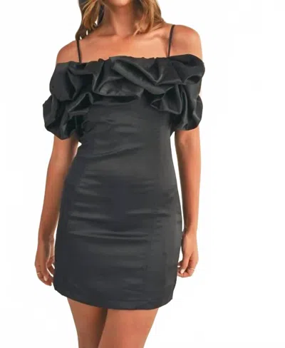Mable Bubble Ruffled Bodycon Mini Dress In Black