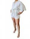 Mable Button Down Collared Romper In White In White