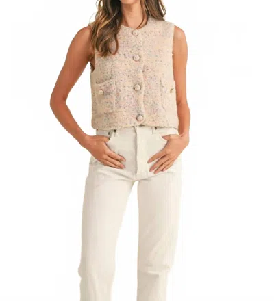 Mable Button Down Sweater Vest In Multicolor In Neutral