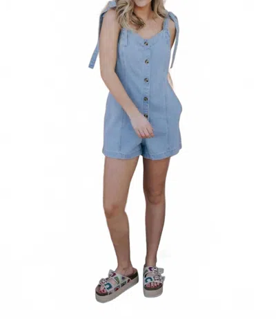 Mable Button Front Denim Romper