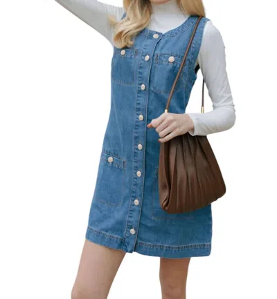 Mable Button Sleeveless Dress In Denim In Multi