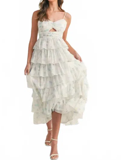 Mable Cadee Floral Ruffle Tiered Dress In Cream In White