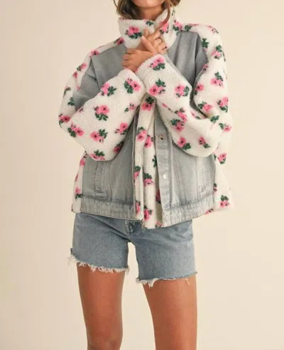 Mable Carly Floral Shearling & Denim Jacket