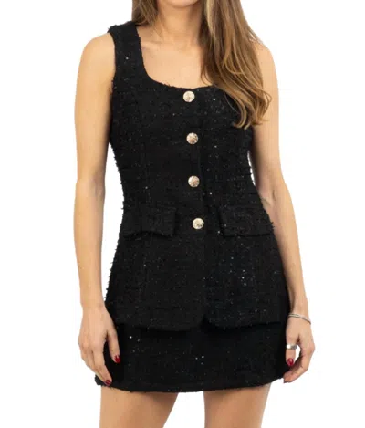 Mable Celina Tweed Sequin Romper In Black