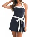Mable Charlie Wrap Mini Dress In Navy / Whitenavy In Multi