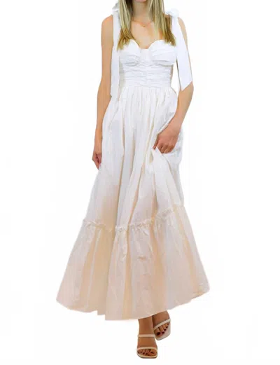 Mable Charlotte Ruched Midi Dress In White