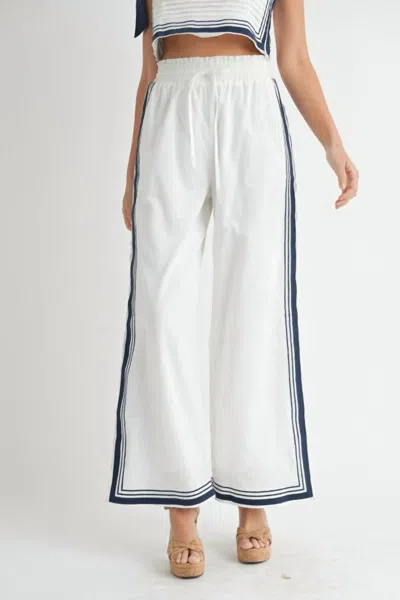 Mable Chevron Linen Pants In White