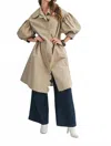 Mable Classically Modern Scalloped Trench Coat In Taupe In Brown