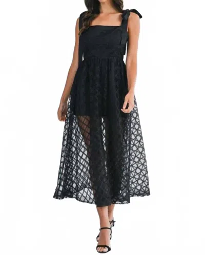 Mable Clean And Lattice Silhouette Midi Dress In Black