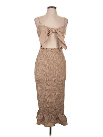 Pre-owned Mable Cocktail Dress In Tan