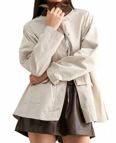 Mable Collared Oversized Jacket In Taupe In Neutral