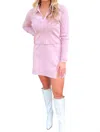 Mable Collared V-neck Knit Sweater & Mini Skirt Set In Dusty Mauve In Purple