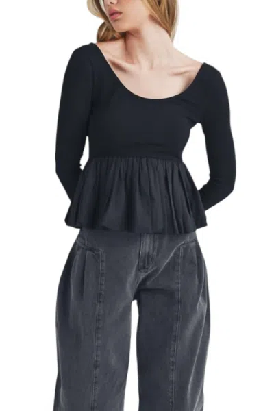 Gathered Strap Bubble Top in Black