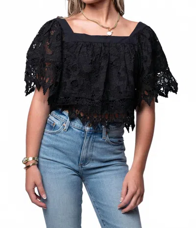 Mable Cordelia Crochet Top In Black