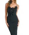Mable Corsage Bae Bodycon Midi Dress In Black In Black