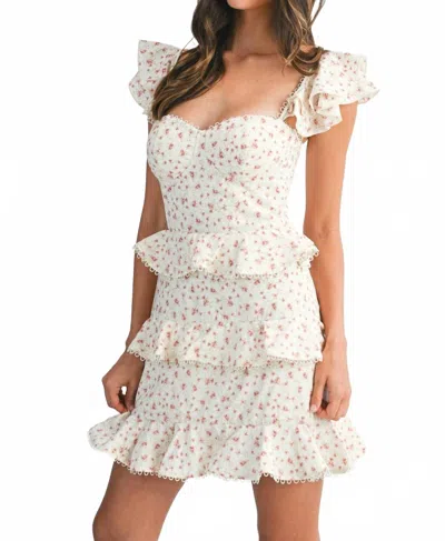 Mable Ruffle Mini Dress In Cream Pink In Neutral