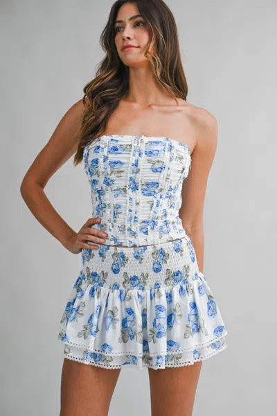 Mable Corset Top And Skirt Set Blue