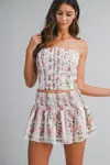 Mable Corset Top And Skort Set Rose In Multi