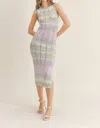 MABLE CROCHET KNIT DRESS IN GRAY, LAVENDER, YELLOW, BLUE