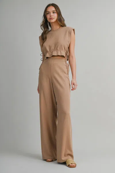 Mable Crop Top And Long Pants Set Mocha In Brown
