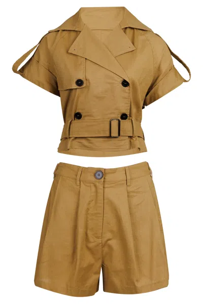 Mable Cropped Trench Jacket And Shorts Set Dijon