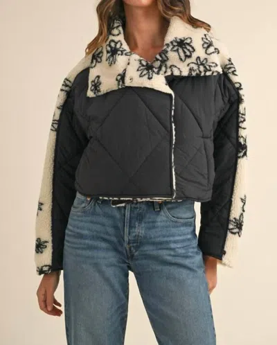 Mable Daisy Quilted Sherpa Jacket In Cream/black In Multi