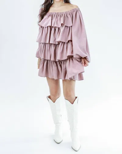 Mable Dancing Queen Tiered Dress In Dusty Mauve In Pink