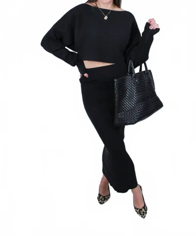 Mable Demi Crop Knit Midi Set In Black