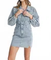 Mable Denim Long Sleeve Dress In Blair In Blue