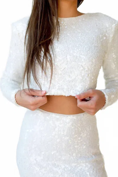 Mable Dollie Sequin Top In Off White