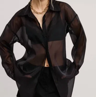Mable Dress To Impress Sheer Button Down Top In Black