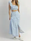 Mable East Side Ruffled Midi Skirt Set In Blue In Blue