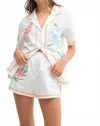 Mable Embroidered Button Down Shirt And Shorts Set In Orange