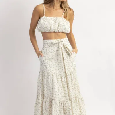 Mable Embroidered Crop + Skirt Set In Neutral