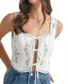 Mable Embroidered Floral Tie Front Vest In Multi In Multi