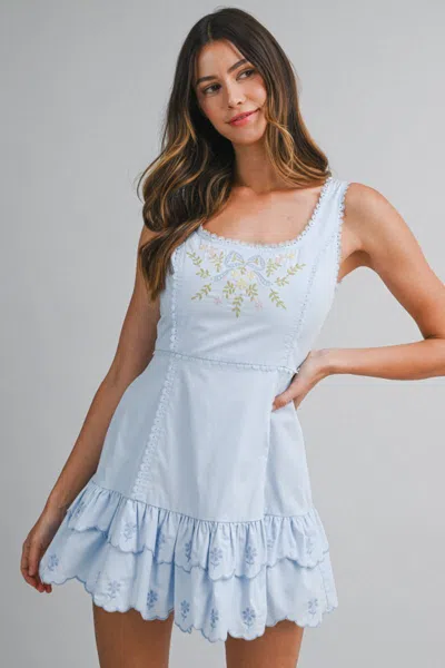 Mable Embroidered Mini Dress Blue